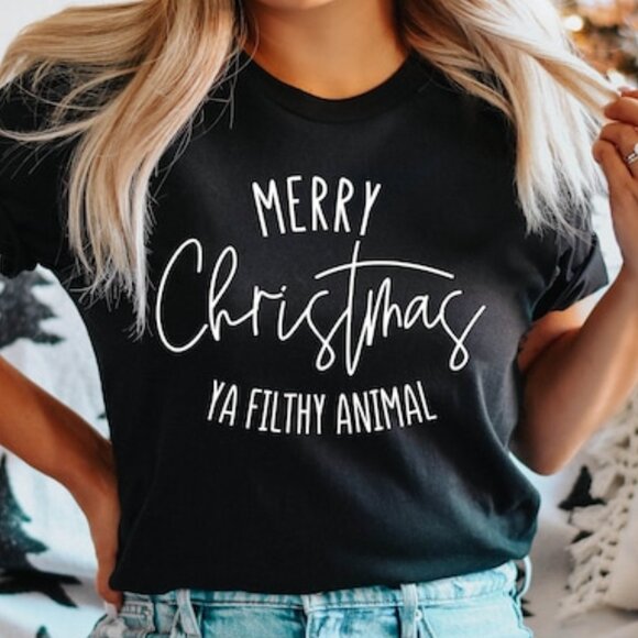 Merry Christmas Ya Filthy Animal T-shirt - Picture 1 of 4